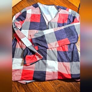 Red Black and White Blouse